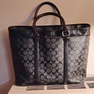 Coach Black Briefcase with Monogram Pattern